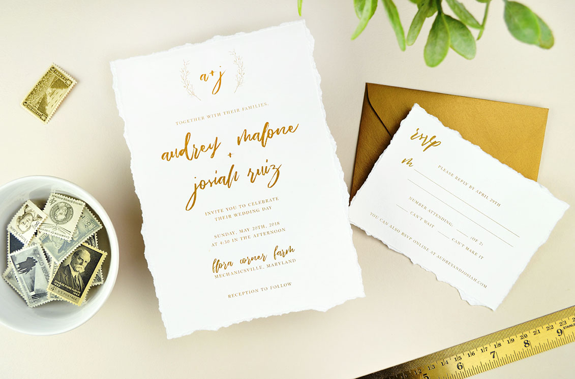 DIY Deckled Edge Paper Wedding Invitations - Cards & Pockets