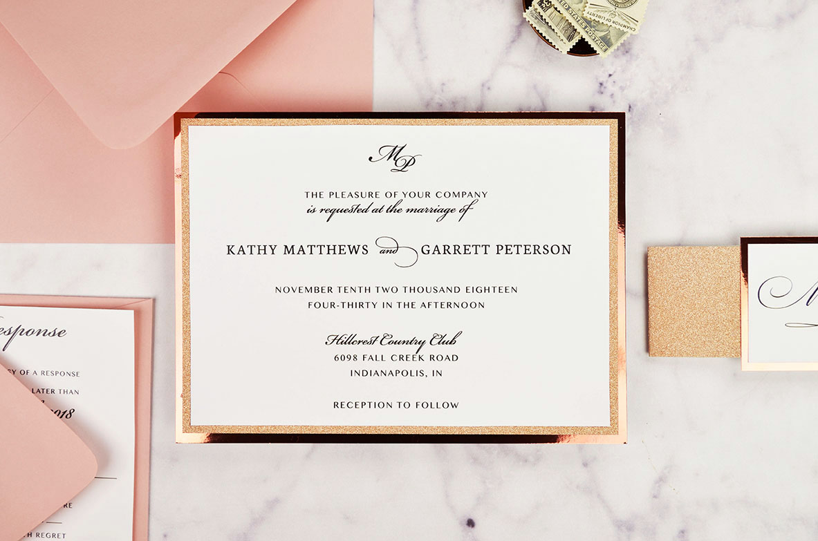 DIY Rose Gold Wedding Invitations - Cards & Pockets Design Idea Blog