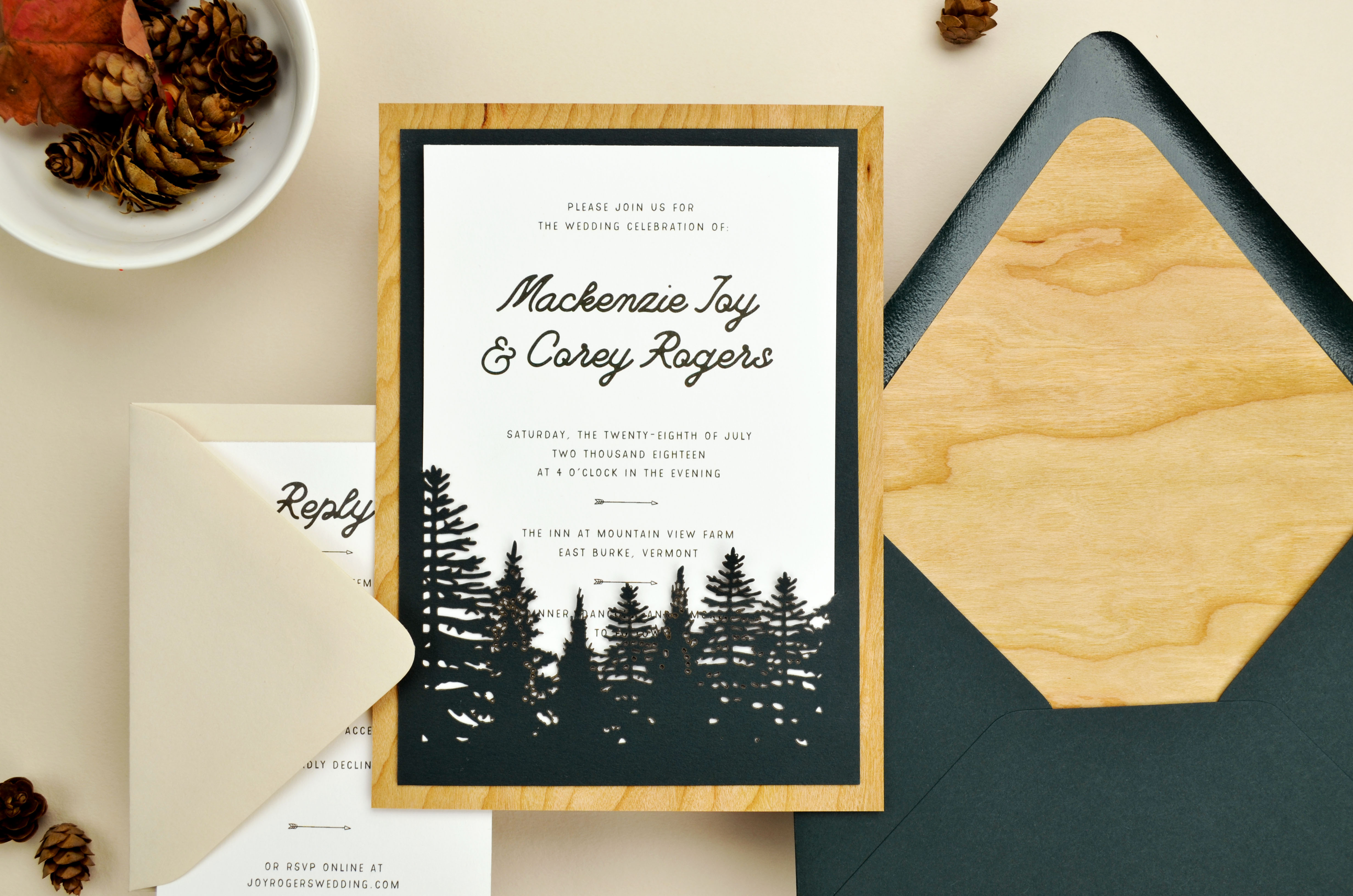 Diy Rustic Laser Cut Wedding Invitations Cards Pockets Design