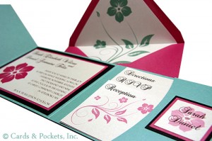 Tropical Vertico Pocket Wedding Invitation